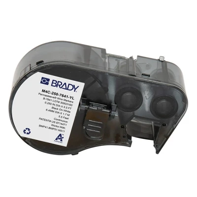 Imagen de BMP53 Brady M4C 250 7641 YL cinta termorretráctil negro sobre amarillo 11,15 mm x 2,13 m
