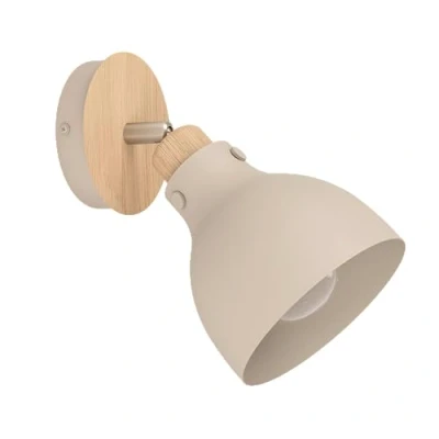 Imagen de EGLO Arrecife Aplique de pared para interiores con foco giratorio, madera al natural y metal en color arena, salón pasillo, casquillo E27
