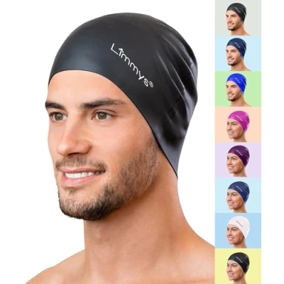 Imagen de Limmys Gorro de Natación Mujer y Hombre Piscina 100% Silicona Cómodo, Elástico Gorros (carbón)