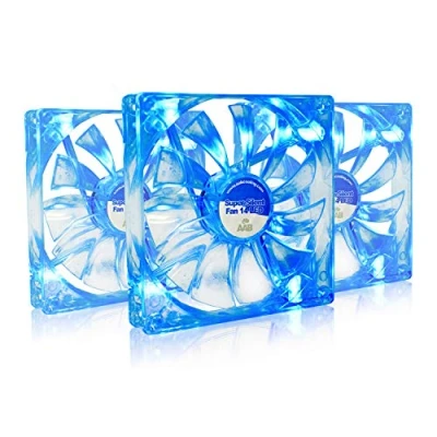 Imagen de AABCOOLING Super Silent Fan 14 Blue LED Un Silencioso y Muy Efectivo Ventilador 140mm con Azul, Cooler, Base Ventilador, 12V, 80 m3/h, 600 RPM 3 Piezas 8,6 dB (A)