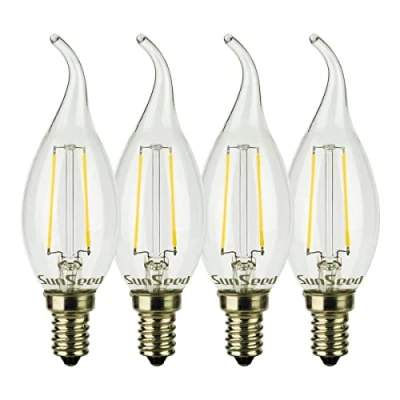 Imagen de SUNSEED 4x Bombilla Vela Llama Filamento LED E14 2W = 25W Blanco Neutro 4000K