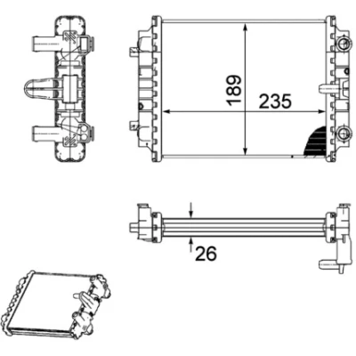 Imagen de MAHLE ORIGINAL CR 913 000P Radiador, refrigeración del motor 235 189 26 Aletas soldadas AUDI: A8 D4, A5 B8 Sportback, A4 Berlina