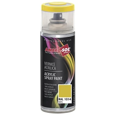 Imagen de AMBRO SOL Pintura acrílica en spray, color Marfil, RAL 1014, resultado profesional múltiples superficies, exteriores e interiores, 400 ml