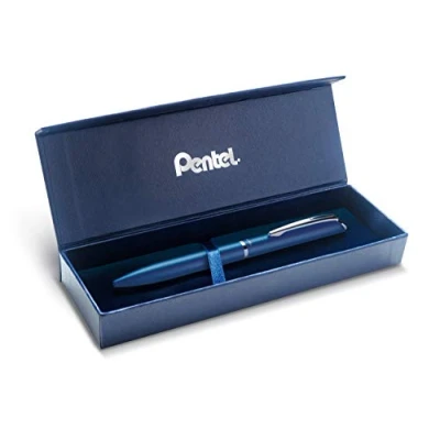 Imagen de Pentel BL2007 EnerGel Roller Gel de alta gama retráctil punta 0,7 mm, cuerpo metal mate azul noche Caja regalo