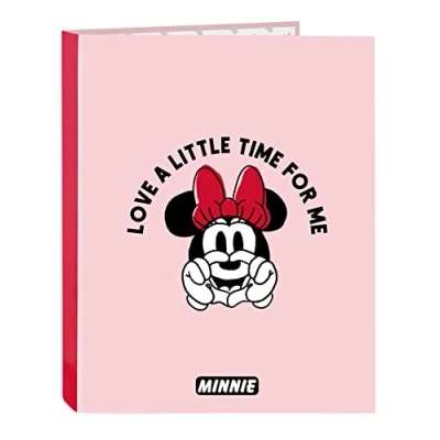 Imagen de MINNIE MOUSE Me Time Carpeta con Folios 4 Anillas, Ideal para Niños de Diferentes Edades, Cómoda y Versátil, Calidad Resistencia, 26.5x33 cm, Color Rosa claro