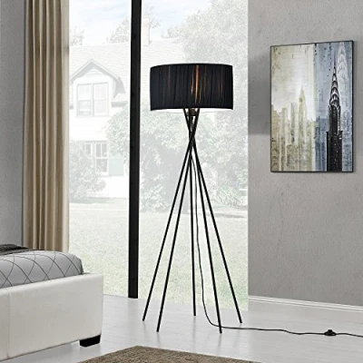 Imagen de lux.pro] Lámpara de pie &#039;Black Mikado&#039; Bombilla excluida E27 / 60 W 230 V Negro (155cm 48 cm) Design