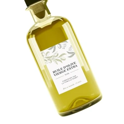 Imagen de 9 etiquetas adhesivas para personalizar botellas de aceite oliva formato 5,5 x 8,2 cm