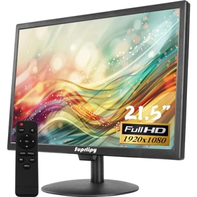 Imagen de Suprlipy 21,5 Pulgadas FHD Mini Monitor LCD Pantalla 1920x1080 60Hz 16:9 BNC VGA HDMI AV con Entrada USB Altavoz Incorporado para cámara de Seguridad CCTV DVR PC Consola Juegos