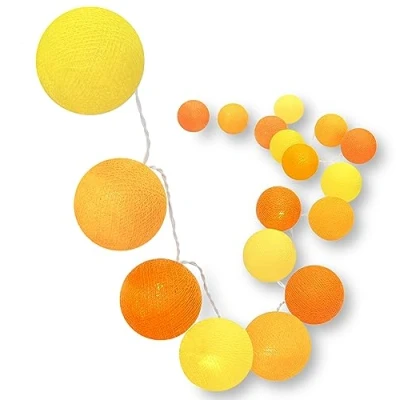 Imagen de CREATIVECOTTON Cadena de luces LED con bolas algodón, temporizador y regulador luz incluido (Sunrise, 35 bolas)