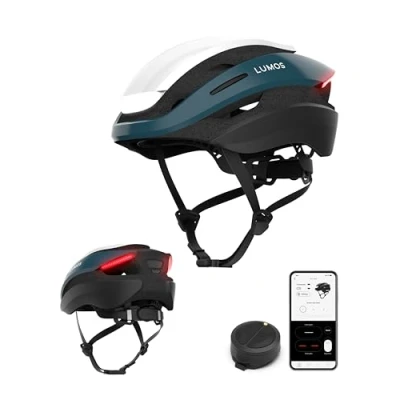 Imagen de Lumos Ultra Casco Inteligene de Bicicleta Luces LED Delanteras y traseras Intermitentes Freno Conexión Bluetooth Adulto: Hombre, Mujer (Deep Blue, Talla: M L)