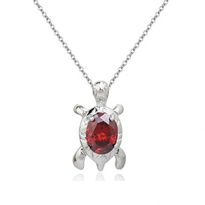 Imagen de Crystalline Azuria Mujer 18ct Chapado en Oro Blanco Tortuga Collar con Colgante Rojo Cristales de Zirconia 45 cm para y Niña