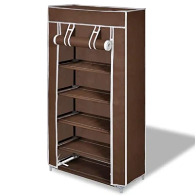 Imagen de vidaXL Armario de Zapatos Tela con Cubierta 58 x 28 106 cm Marrón