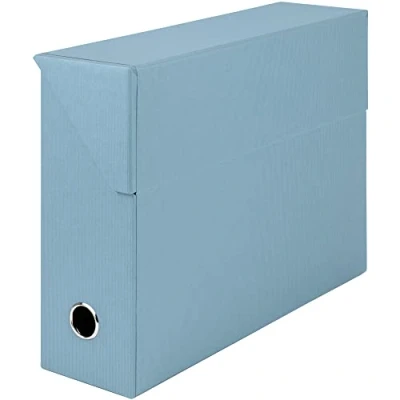 Imagen de Rössler Papier 1319452153 S.O.H.O. Caja de archivo, con solapa lateral y orificio agarre, tela vaquera, 9,5 x 33,5 25,5 cm, 1 pieza