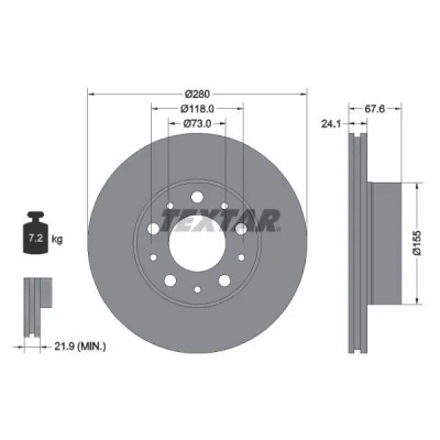 Imagen de TEXTAR PRO+ 92275105 Disco de freno FIAT: Ducato III Furgón, Camión plataforma / Chasis, II PEUGEOT: Boxer Furgón