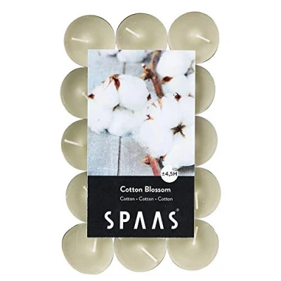 Imagen de Spaas 0338213.473 30 Velas de té perfumadas, ± 4,5 Horas Cotton Blossom, Cera, Beige, D 39 mm x H 16