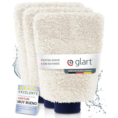 Imagen de Glart 44WH Lot de 3 gants lavage en microfibre qualité supérieure pour le nettoyage et l’entretien du véhicule
