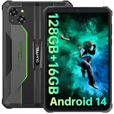 Imagen de OUKITEL RT3 Pro Tablet Rugerizada 16GB+128GB 1TB Ampliable Rugged Table, 8 Pulgadas Android 14, Batería 5150mAh, 16MP+8MP Cámara Tablets PC, Soporte 4G Dual SIM/NFC/Face ID/BT 5.0/GPS, Verde