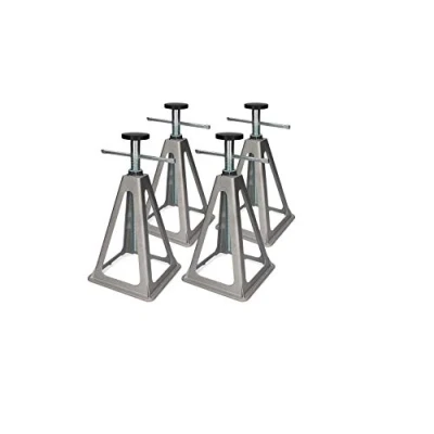 Imagen de cartrend Juego de 4 Soportes Soporte para caravanas 900 kg, Plegable Caravana, Altura Regulable 280 mm a 430 mm, Aluminio, Color Plateado