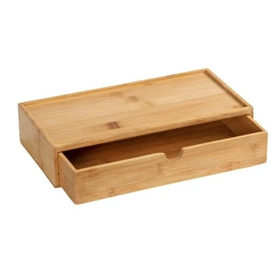 Imagen de WENKO Box con cajón de bambù Terra Caja almacenaje, Cesta para el baño Natural