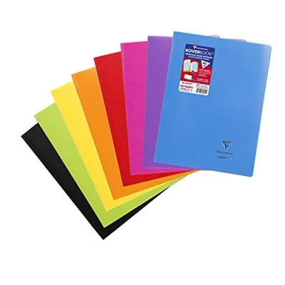 Imagen de Clairefontaine Koverbook 376601 C Libreta de espiral con protectora enveloppante en Polypro cuadros pequeños 160 páginas 90 g A4 color aleatorio