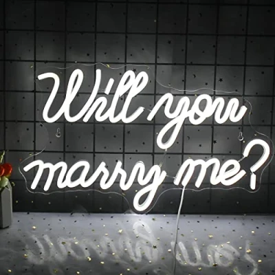 Imagen de Will You Marry Me Letrero de neón Sign boda LED blanco Letras para decoraciones propuestas, fiesta bodas, día San Valentín, novia