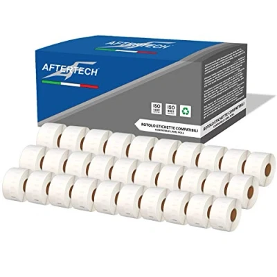 Imagen de Aftertech 30 x 99012 36 89 mm Rollos de etiquetas adhesivas compatibles (260 etiquetas/rollo = 7800 totales) para Dymo LabelWriter Seiko SLP etiquetadoras impresoras S0722400