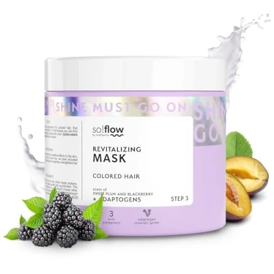 Imagen de Mascarilla Revitalizante Profunda So!Flow con Prunus y Rhodiola Cuidado Intensivo para Cabello Teñido, Enriquecido Aceites Proteínas Nutrir, Fortalecer Proteger