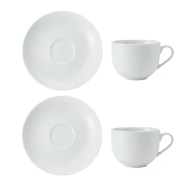 Imagen de Mikasa MKCHTCUPPK2 Chalk Juego de Tazas té y platillos (Porcelana, 220 ml), Color Blanco