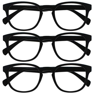 Imagen de OPULIZE Pop Pack 3 Negro Gafas De Distancia Short Visióned Miopía Retro Redondo Hombres Mujeres Bisagras Resorte MMM2 1 2,50