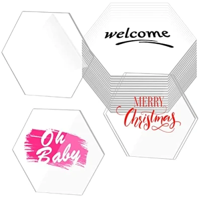 Imagen de Plancha Metacrilato Hojas de Acrílico Plexiglas Transparente 3mm Laminas Acrilico Metraquilato Hexágono Placa Acrilica para Marcos Fotos Proyectos Bricolaje Pintura (20 Pzs)