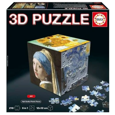 Imagen de Educa 3D Puzzle Arte. El Reto puzzlero en Forma de Cubo con 216 Piezas Total. Estructura: Base montable Cubierta por 6 Puzzles 36 Cada uno. A Partir años (20123)