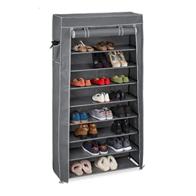 Imagen de Relaxdays Zapatero Tela 9 Baldas, 36 Pares, Funda Extraíble, Estantería Zapatos, 158 x 86 30 cm, Color Antracita