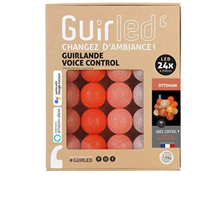 Imagen de GuirLED Guirnalda luminosa bolas de algodón LED USB WIFI Control voz Hogar conectado Amazon Alexa y Google Assistant Adaptador corriente 2xUSB incluido 24 2,4m Ottoman