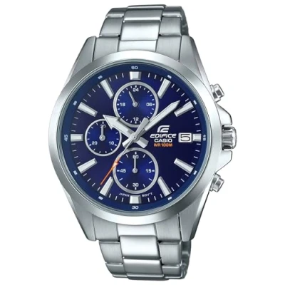 Imagen de Casio EDIFICE Reloj en caja sólida, 10 BAR, Azul, para Hombre, con Correa de Acero inoxidable, EFV 560D 2AVUEF