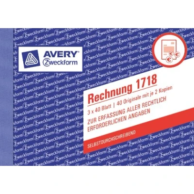 Imagen de Avery 1718 proyecto de ley, DIN A6 paisaje, especialmente para Austria, 3 x 40 hojas ((40 originales en blanco, cada uno con una copia amarillo y rosa))