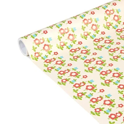 Imagen de Clairefontaine 223866C Rollo de papel regalo Excellia Tiny Rolls 5m x 35cm (ancho pequeño especial) 80gr Flores rojas