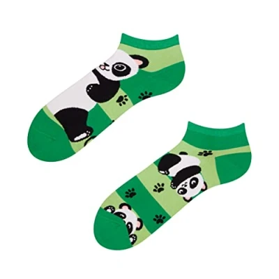 Imagen de Dedoles Calcetines Unisex Hombre Mujer y Niños Algodón muchos diseños divertidos diferente izquierda derecha, color: Verde, diseño: Panda rayas (sneaker), tamaño: 35 38