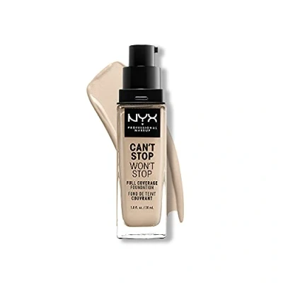Imagen de NYX Professional Makeup Base de maquillaje Can&#039;t Stop Won&#039;t Full Coverage Foundation, Larga duración, Waterproof, Fórmula vegana, Acabado mate, Tono: Fair