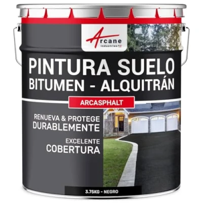 Imagen de Pintura bituminosa y de alquitrán: resina suelo para asfalto 3.75 kg (7.5 m² en 2 capas) Negro ARCANE INDUSTRIES