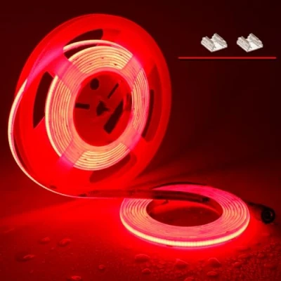 Imagen de TOPAI 24V Tira LED COB Rojo 5 Metro Impermeable IP65 Exterior 480LED/M Alta Luminosidad Adhesivas Cortable Flexible para cocina dormitorio iluminación DIY