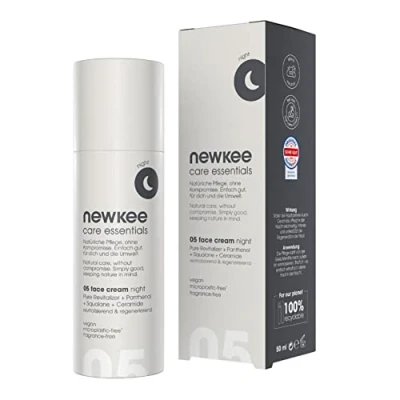 Imagen de newkee crema de noche (50 ml), facial intensa para todo tipo piel, rica nocturna, desarrollada por Manuel Neuer &amp; Angelique Kerber
