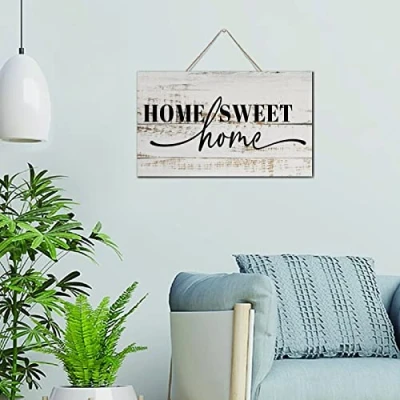 Imagen de Home Sweet Letrero de madera inspirador para decoración pared, 6 x 10 pulgadas, placa positiva con refranes, del hogar sala estar y oficina