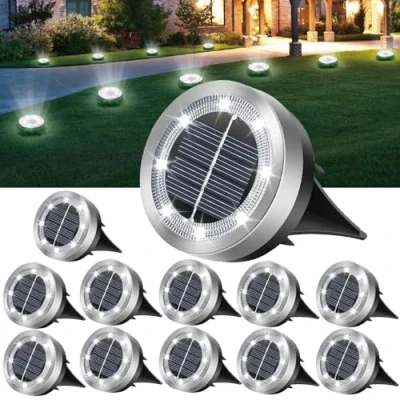 Imagen de Seruno X 12 LED Luz Solar Exterior Jardin, Paquetes Luces Solares Jardin Suelo,Resistente al agua IP65,8 LED,Adecuado para patios y paisajes de patios,Iluminación vial (Blanco frío)