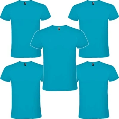 Imagen de Camiseta Hombre Manga Corta Pack 5 Algodón Cuello Redondo (Turquesa, XL)