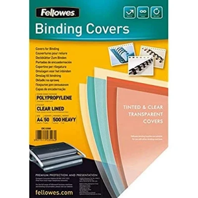 Imagen de Fellowes 5350601 Portadas para encuadernar de polipropileno, A4, transparente con rayas