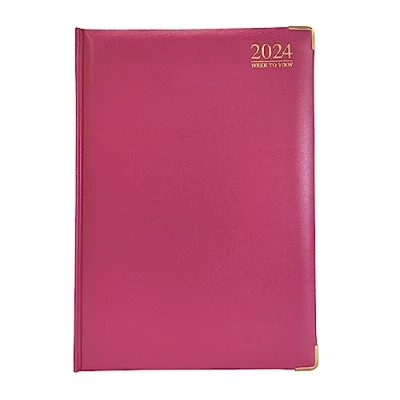 Imagen de G4GADGET Agenda G4 2024 rosa A4 vista semanal, tapa dura, papel de 80 g/m² para negocios, oficina y hogar