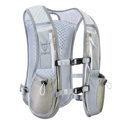 Imagen de UTOBEST mochila de hidratación 5 l, chaleco para correr, hombre y mujer, ultraligera, maratón, jogging, ciclismo (gris