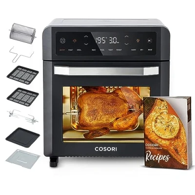 Imagen de COSORI Freidora de Aire 12L, 11 Multifunciones, Air Fryer con Doble Resistencia 30 220C, 7 Accesorios, 50+ Recetas, Ventana, sin Aceite y Horno Sobremesa, Pantalla Táctil LED, 1800W
