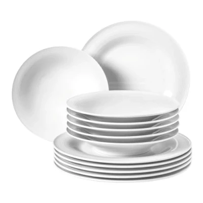 Imagen de Seltmann Weiden servicio de cena 12 piezas Set para 6 personas Serie Beat blanco incluya cada plato cena, sopa