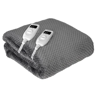Imagen de briebe Calienta Camas Eléctrico Doble 150 x 160 cm 5 Niveles Temperatura, Temporizador, Rápido Calentamiento, Lavable, Suave, Forro Polar Gris, 120W, EB1136